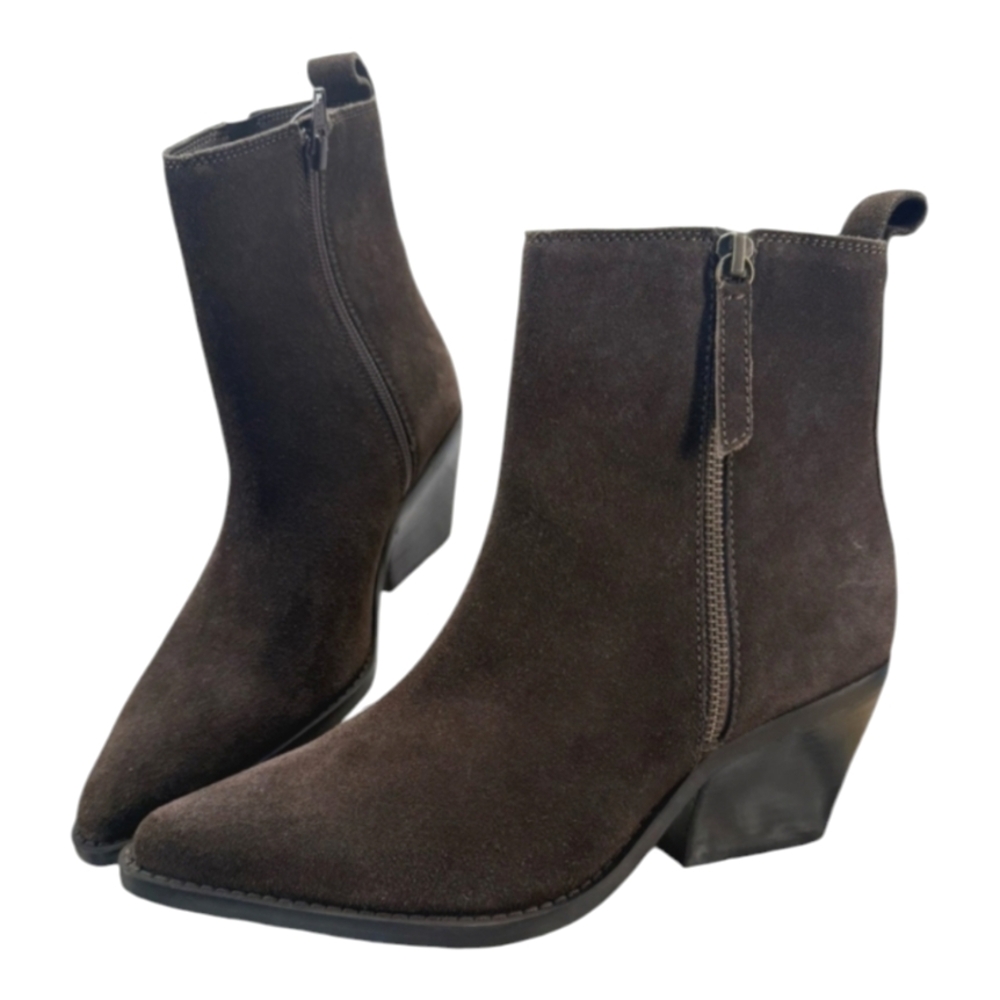 House of Harlow 1960 Brown Suede Ankle Boots 6.5 NEW 3" Block Heel Retro Bootie